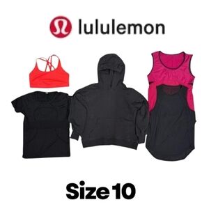 5 piece Lululemon Bundle Size 10 A mix of Black & Pink Athletic Tops